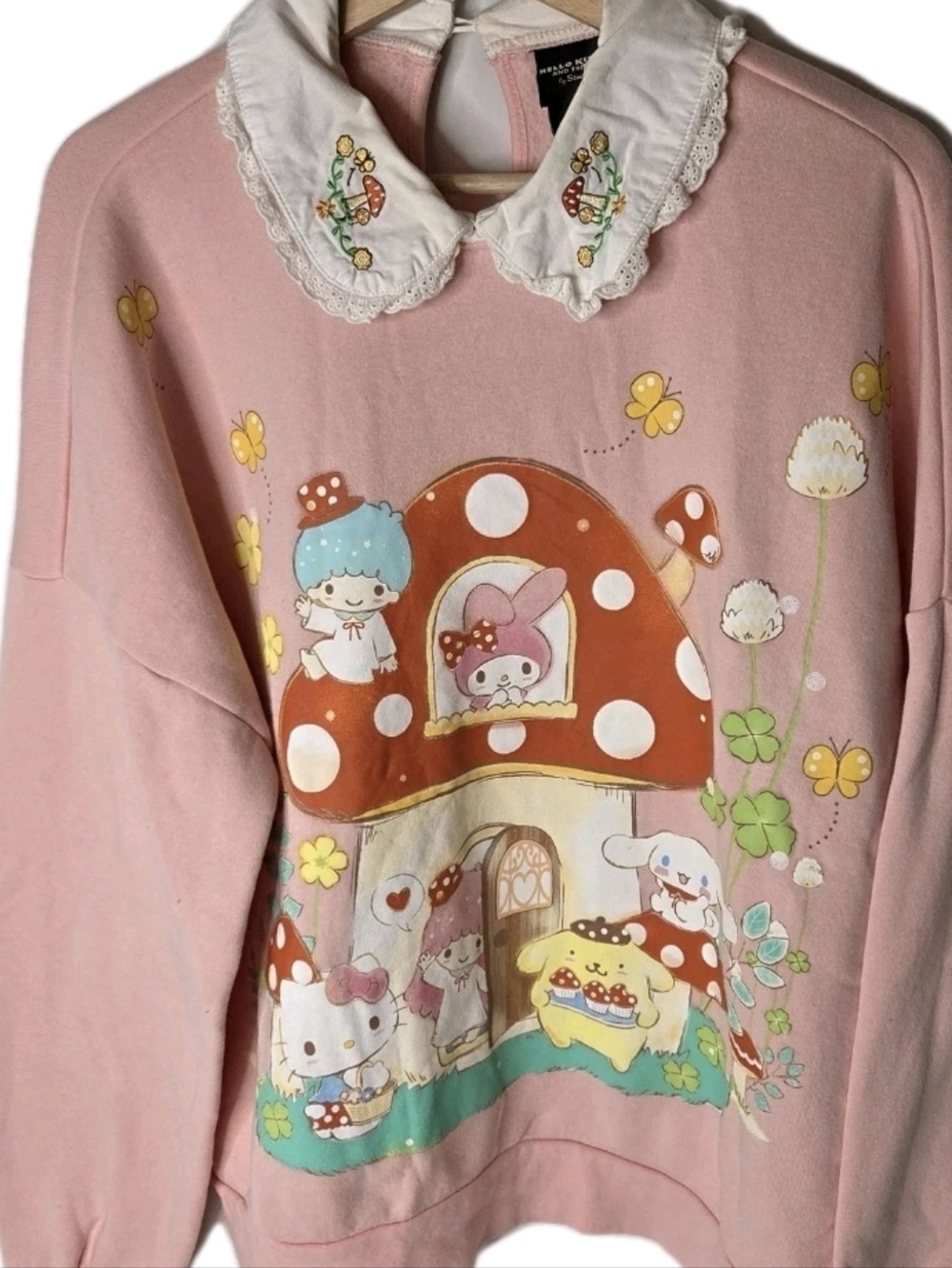 Hello Kitty Sanrio Womens Large Mushroom Collared Shirt - Picture 2 of 8